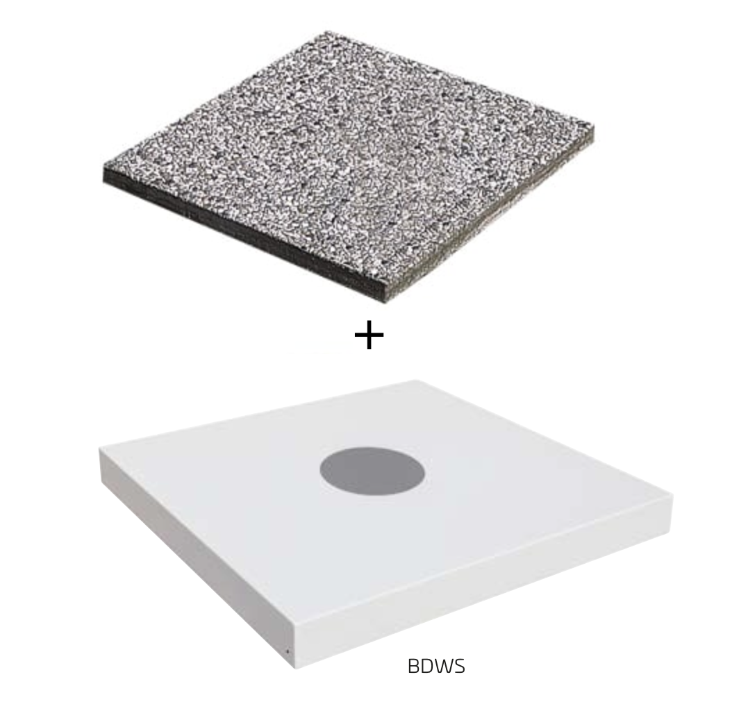 Gehwegplatten + ( 12 Stück 50 x 50 cm mit insgesamt 240 kg mit Sockelgewicht = 262 kg) & Sockelabdeckung in weiß