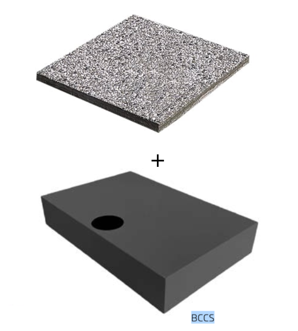 Gehwegplatten + ( 12 Stück 50 x 50 cm mit insgesamt 240 kg mit Sockelgewicht = 255 kg ) & Sockelabdeckung in schwarz