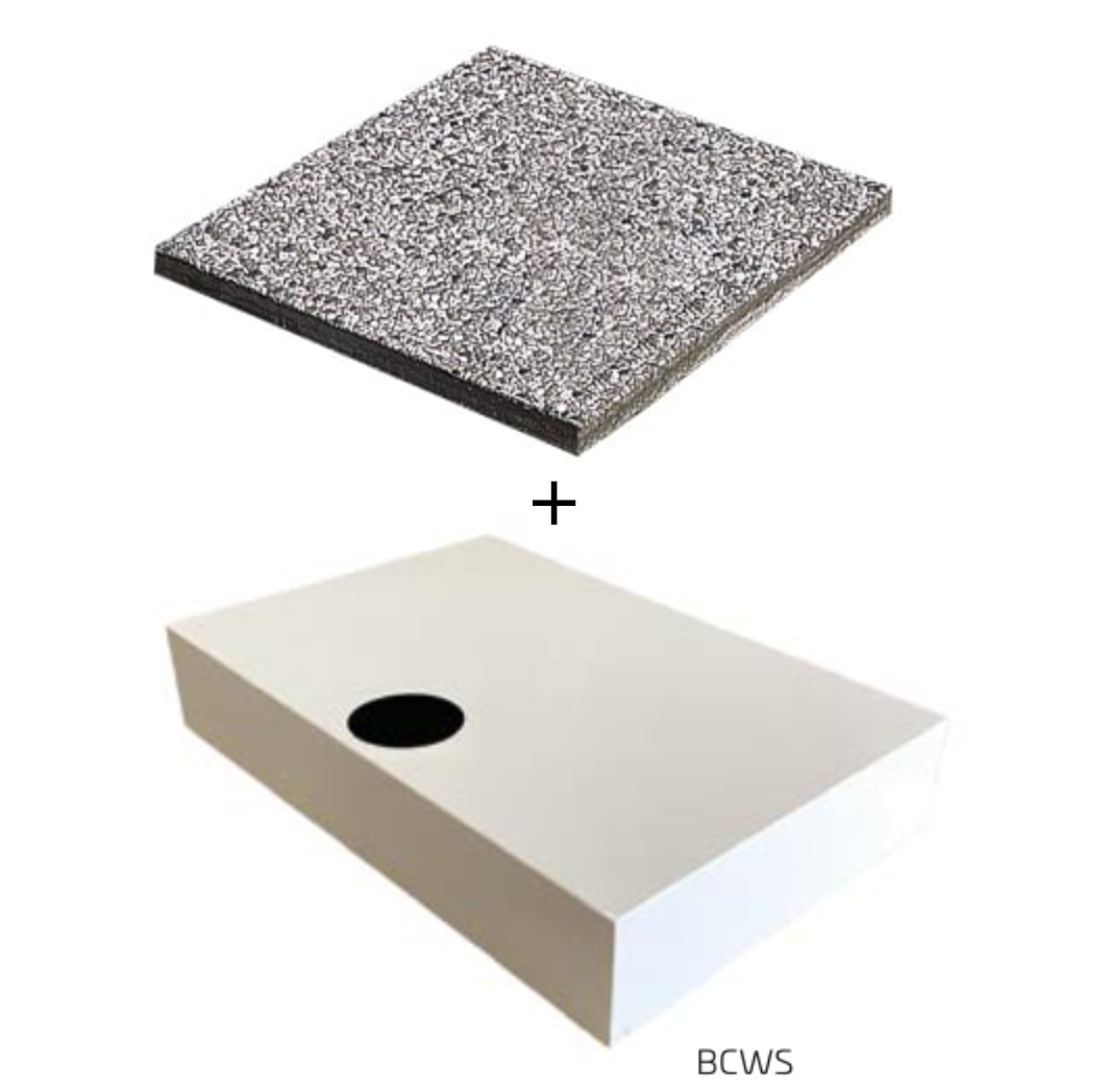 Gehwegplatten + ( 12 Stück 50 x 50 cm mit insgesamt 240 kg mit Sockelgewicht = 255 kg) & Sockelabdeckung in weiß